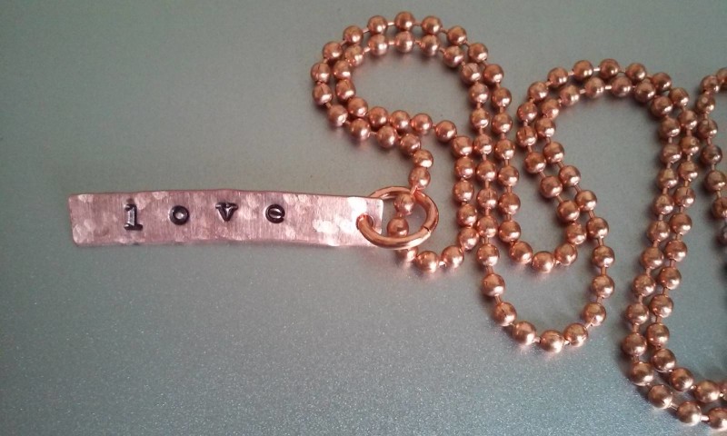 Love Copper Tag - Skinny Rectangle